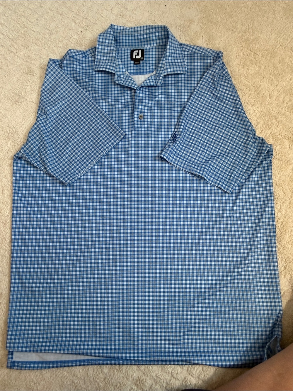 FootJoy Men’s Light Blue Checked Polo Shirt